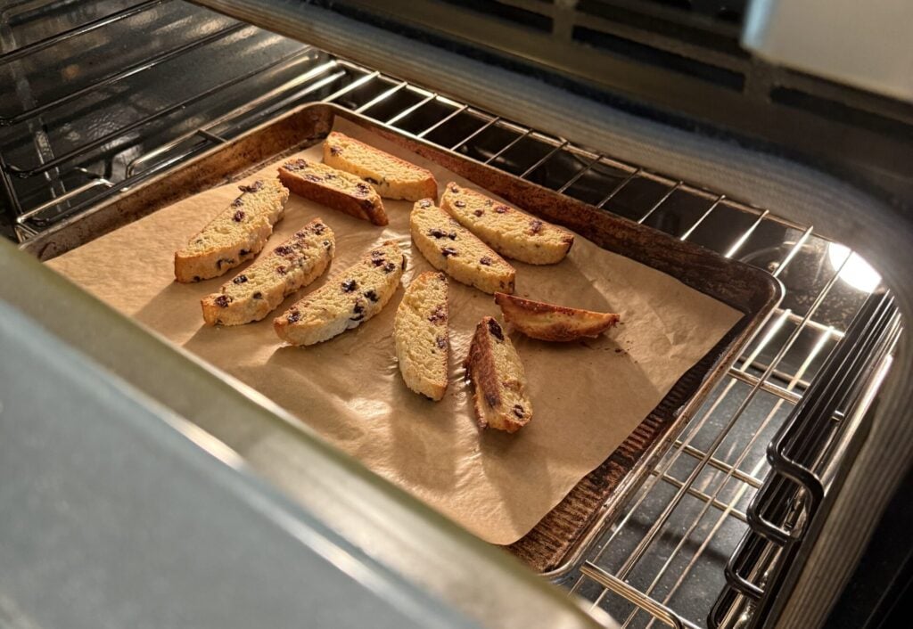 Biscotti Baking in Oven