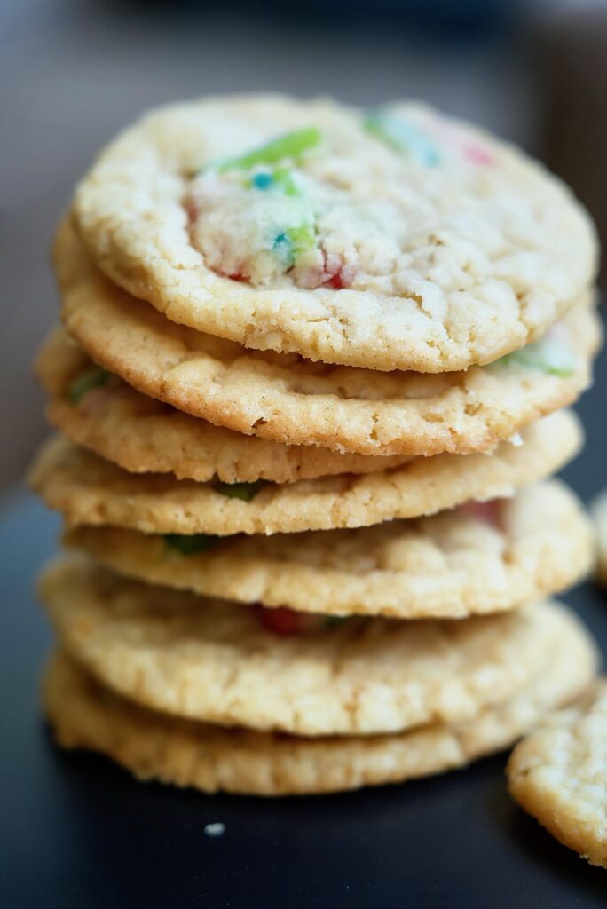 Gumdrop cookies close up stacked