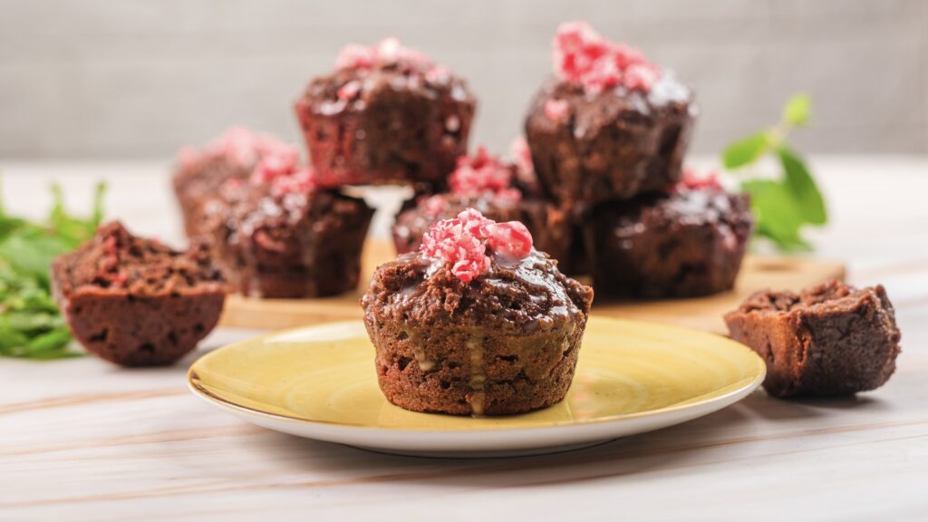 soft peppermint cottage cheese muffin topped with crushed candy canes