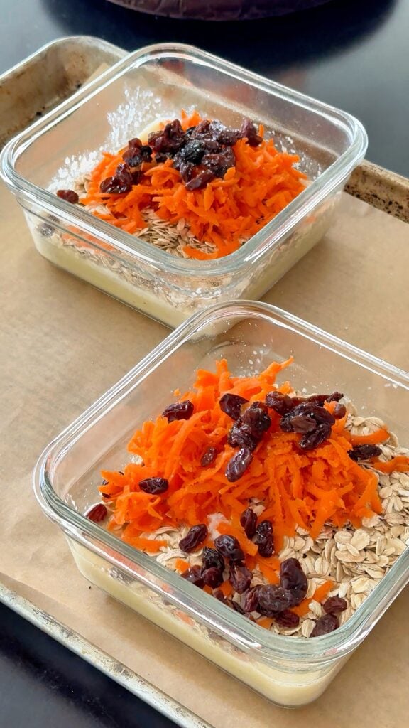 Carrot cake Baked oats finished to bake