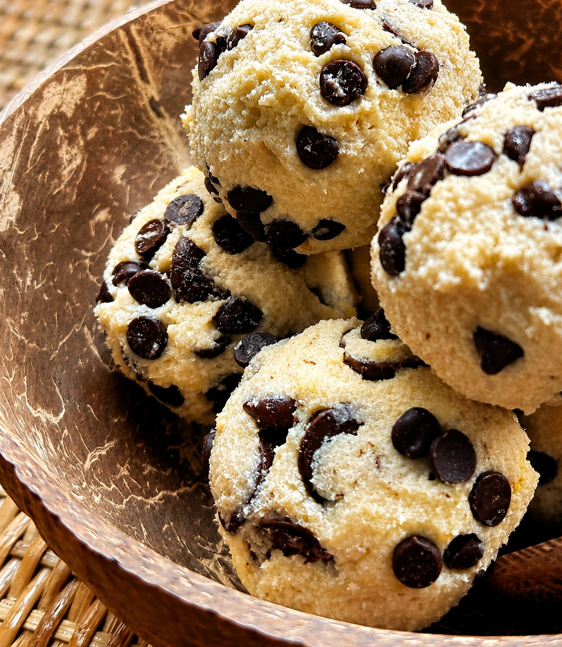 high protein cookie dough close up