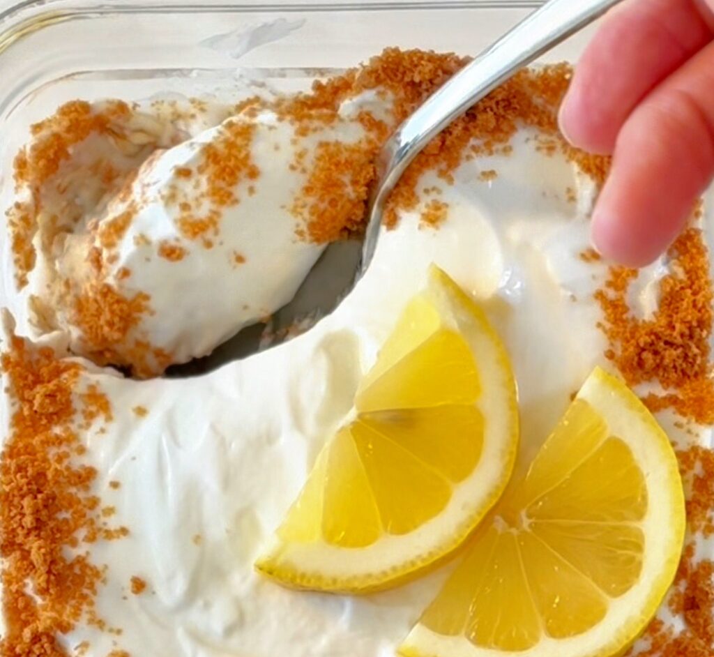 Scoop of Lemon Baked Oats High Protein