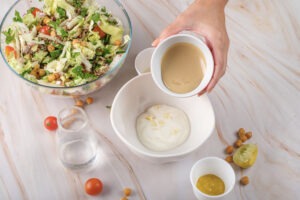 Making the Dressing with Lemon-Tahini Dressing