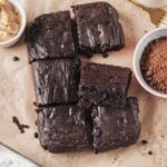 Gluten free high protein brownies served on plate