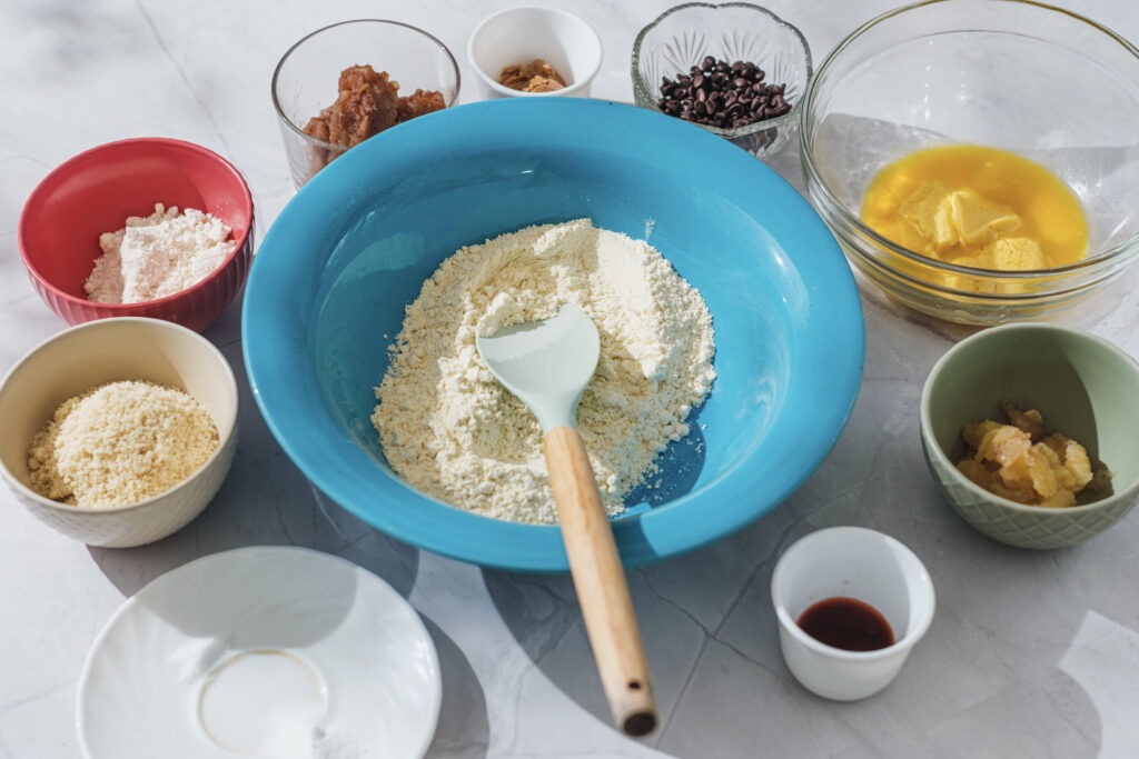 Dry ingredients prepared for skillet cookie
