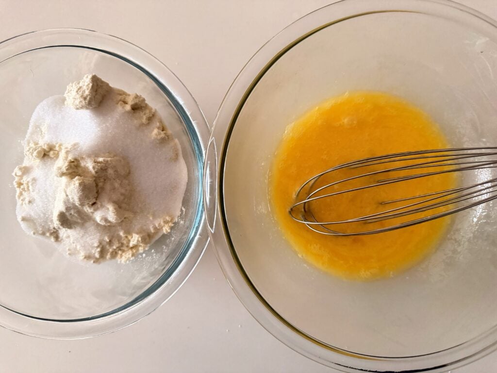 Whisking eggs for high protein pizzelle batter
