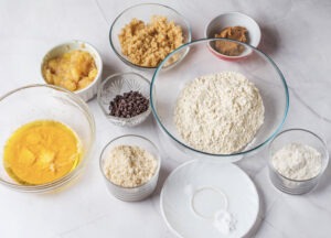 Ingredients for gluten-free high-protein blondies