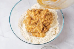 Wet ingredients added to gluten-free blondie batter