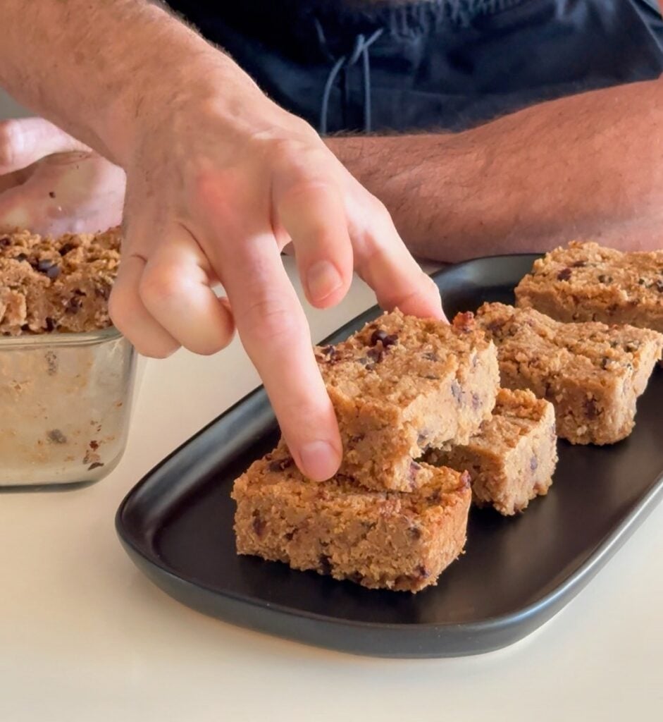 Soft and fudgy peanut butter protein blondies