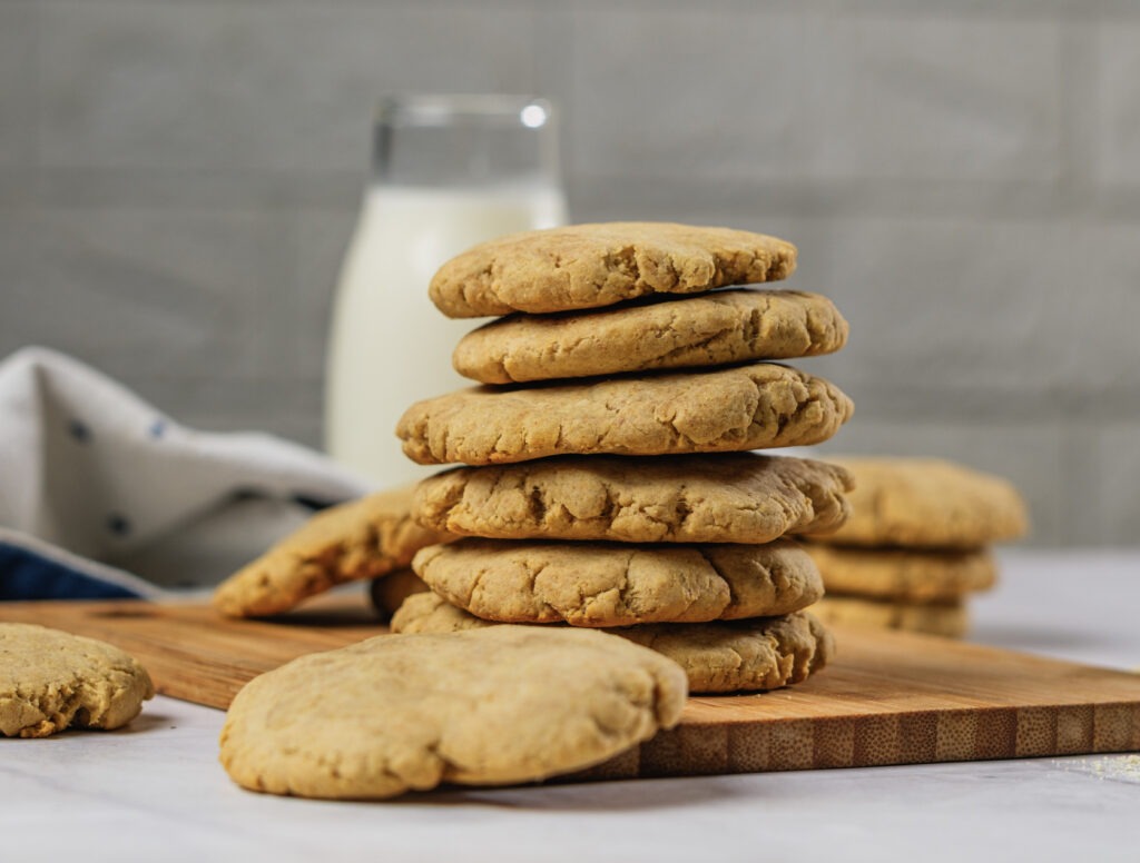 Protein Cornbread Cookies Stack with Milk