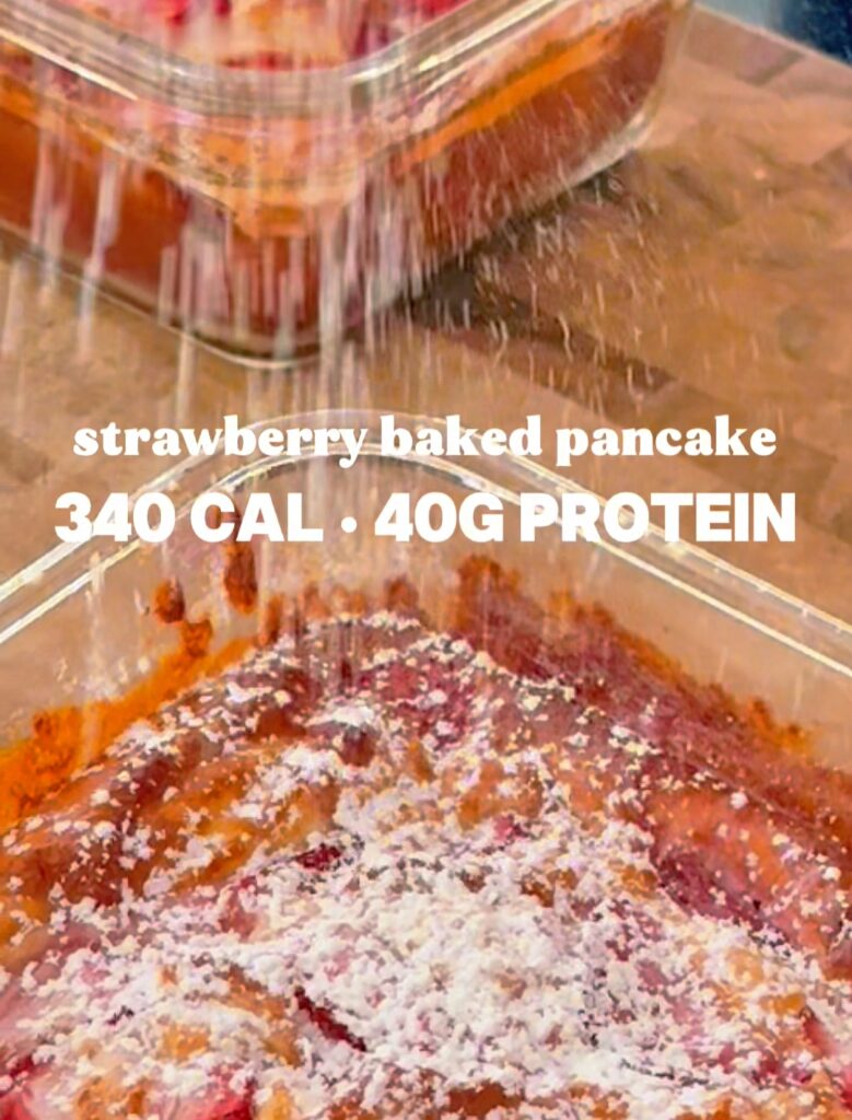 bakedlean finished strawberry pancake bake
