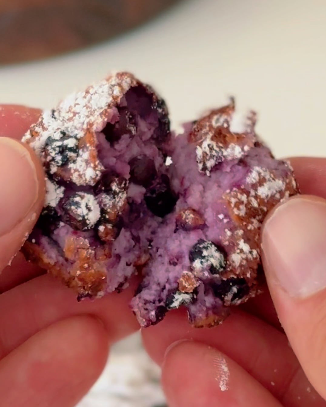 blueberry cottage cheese donut hole interior