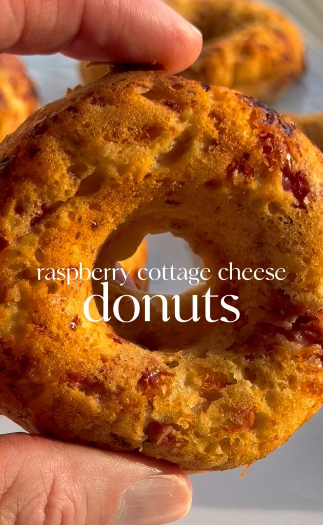 High protein cottage cheese donuts baked until golden
