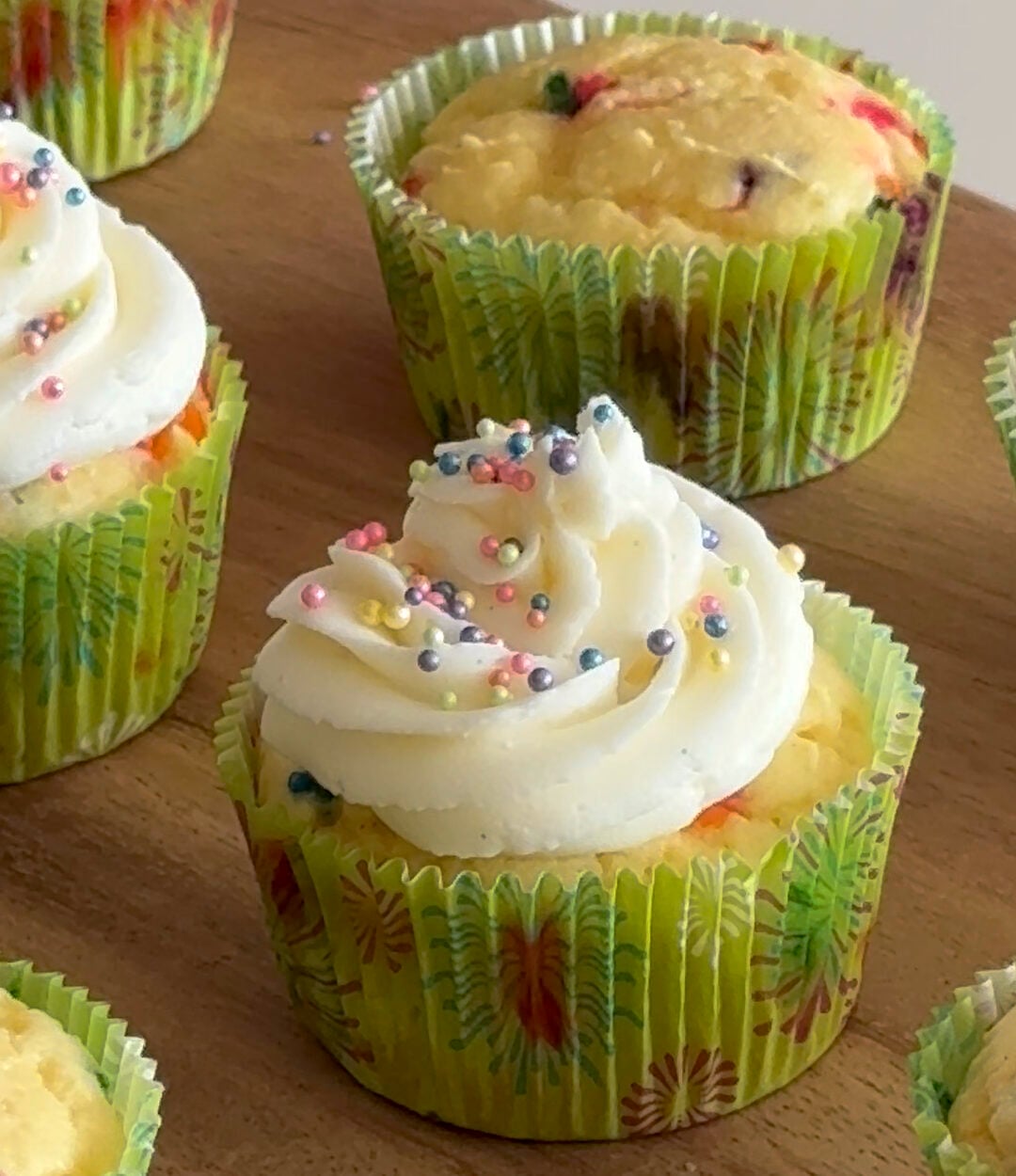 High Protein Funfetti Cupcake pipped