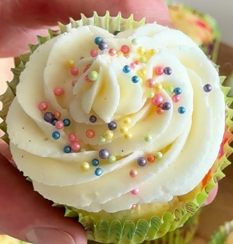 High Protein Funfetti Cupcake top down