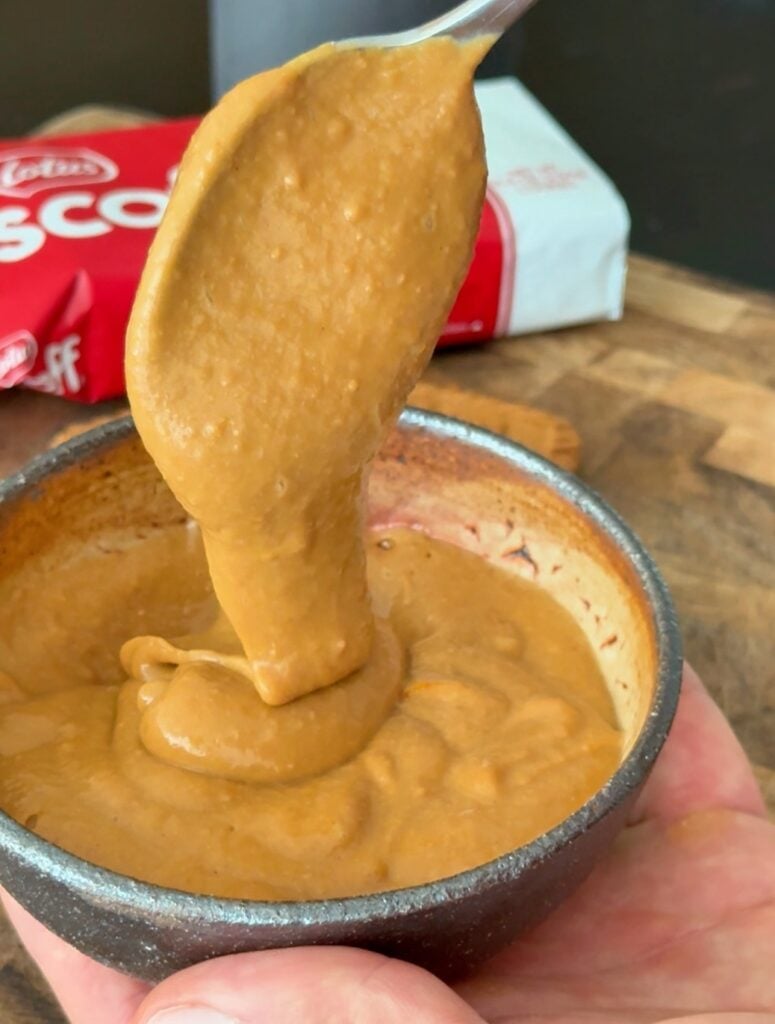 High Protein Healthy Cookie Butter on Spoon