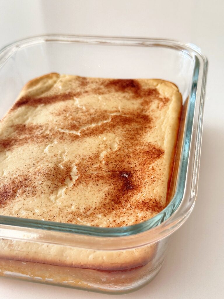 High Protein Snickerdoodle Cheesecake Glass Dish