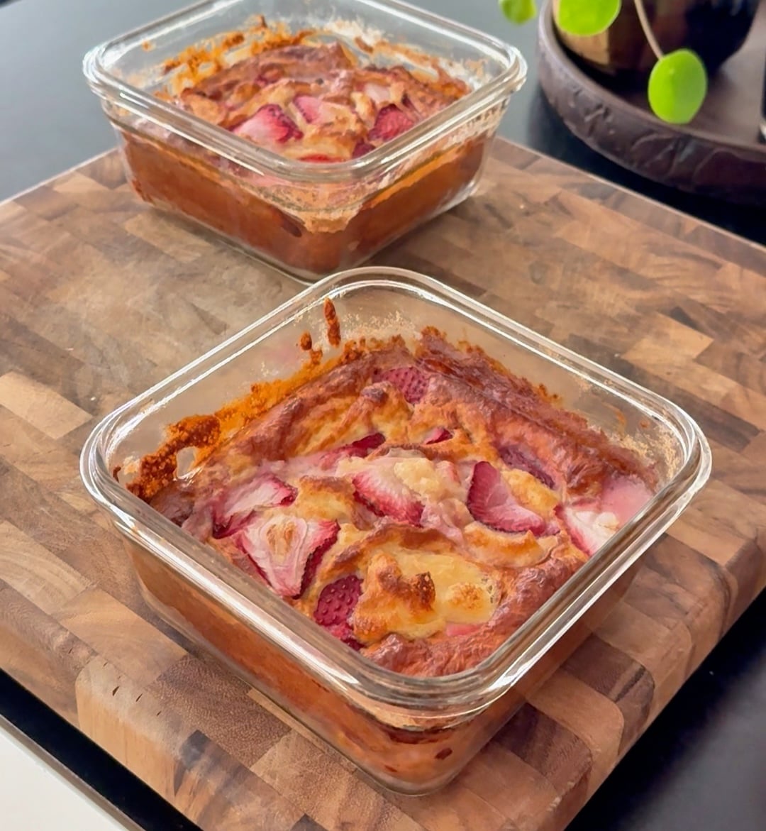 finished high protein strawberry pancake