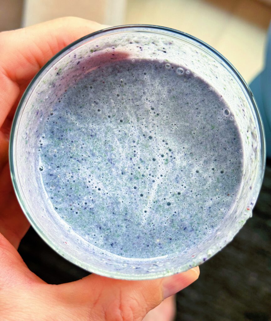 This blueberry spinach shake is smooth, filling, and fiber-rich