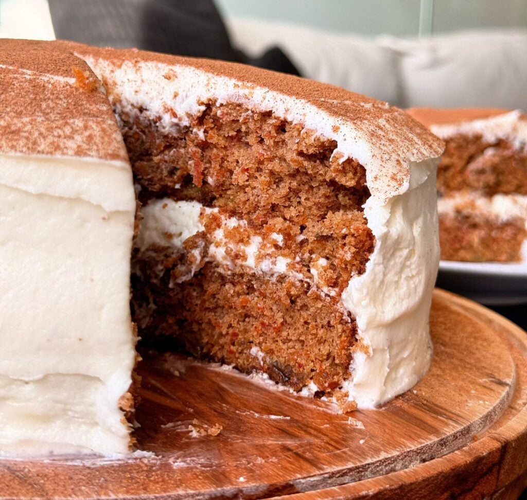 inside shot of Healthy Gluten Free Carrot Cake