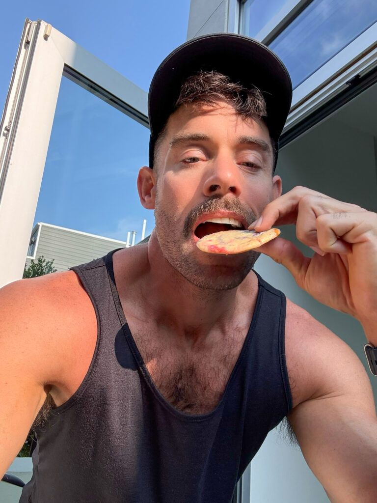 jacob eating Funfetti Protein Sugar Cookies
