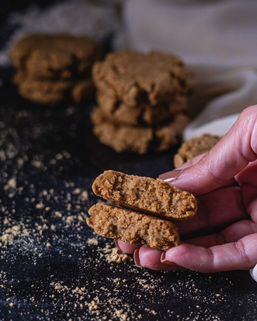 Powdered Peanut Butter Protein Cookie Cross Section