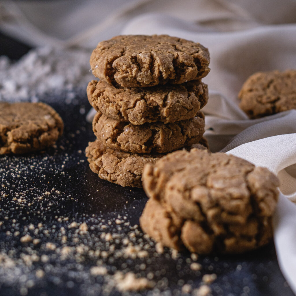 Powdered Peanut Butter Protein Cookie stacked