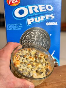Final Baked Oreo Puffs Cheesecake (Angled View)