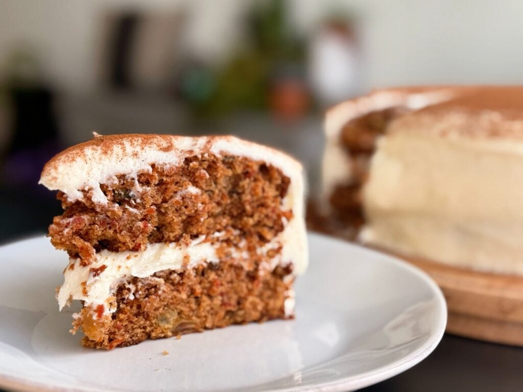 slice of Healthy Gluten Free Carrot Cake
