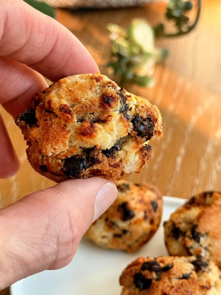Stacked chocolate chip cottage cheese donut holes