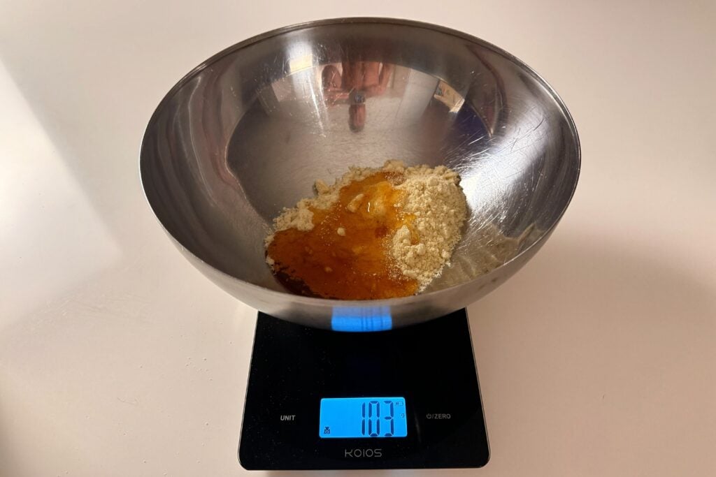 2-ingredient almond honey cookie measuring ingredients
