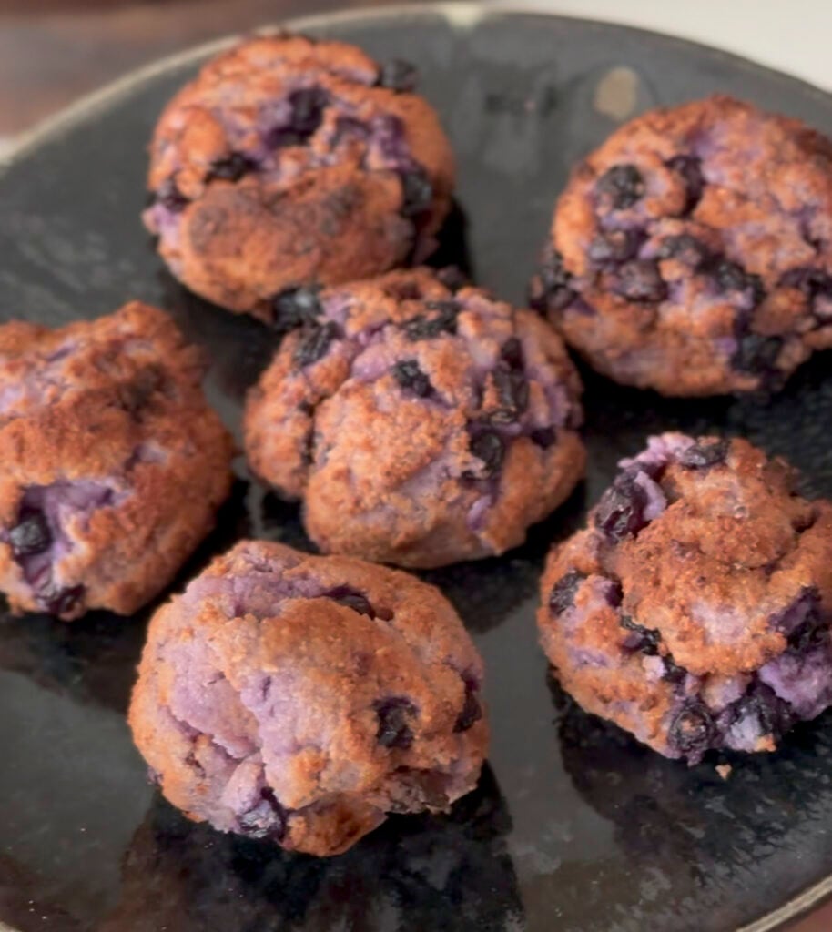 Blueberry Donut Holes on plate