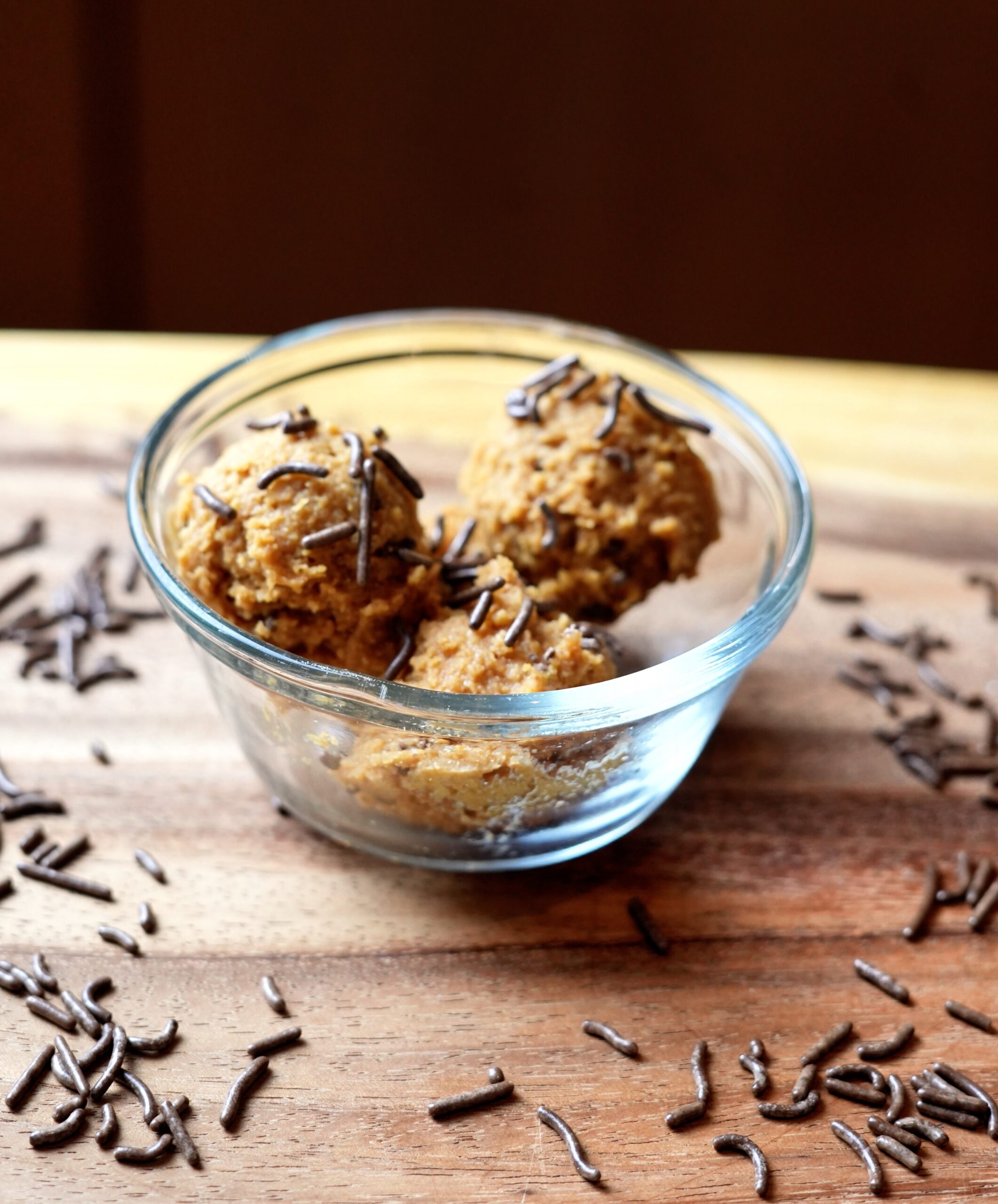 Bowl of Peanut Butter Cookie Dough with Sprinkles