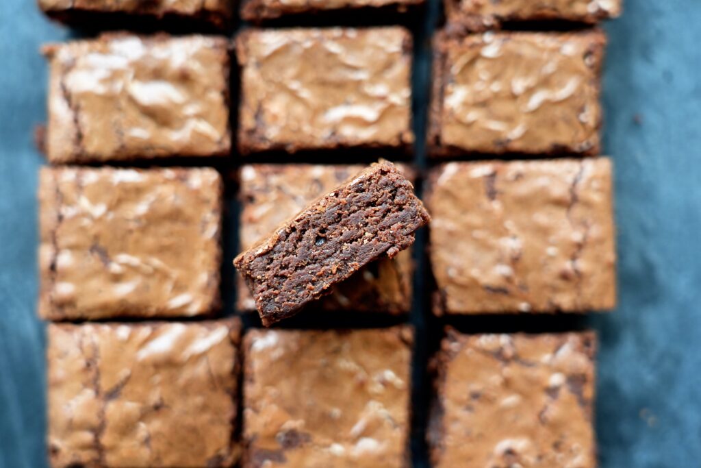 A close-up view of the dense, chewy interior.