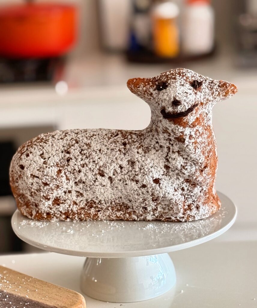 finished easter high protein lamb cake