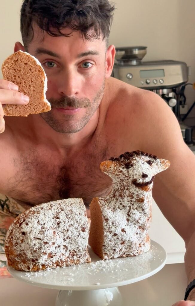 jacob eating easter high protein lamb cake