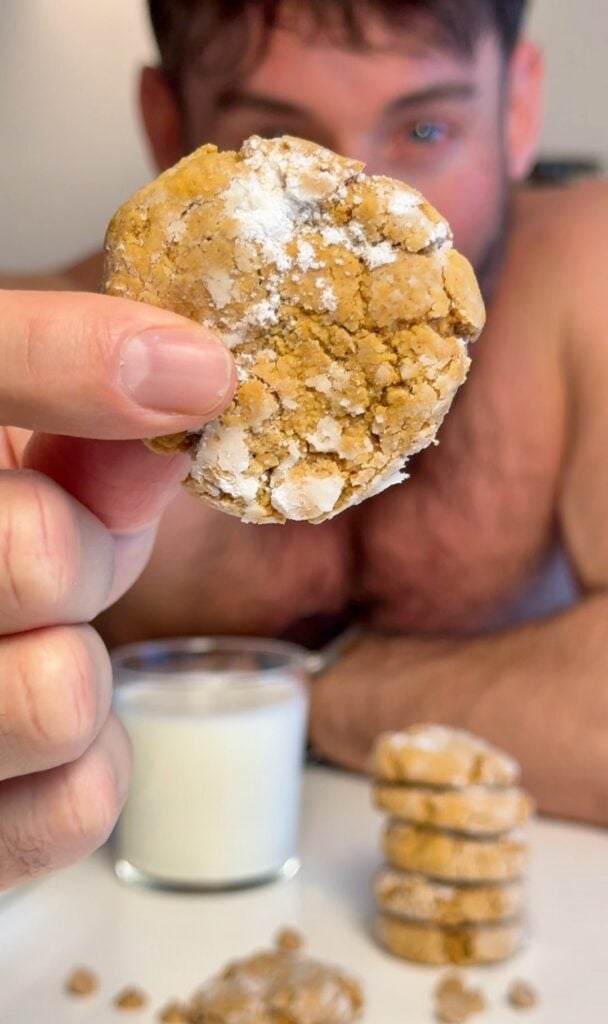 Jacob holding Peanut Butter Crinkle Cookie