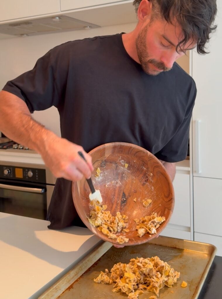 Jacob making High Protein Granola