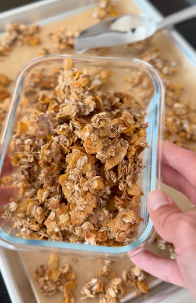 Jacob making High Protein Granola in Glass Jar