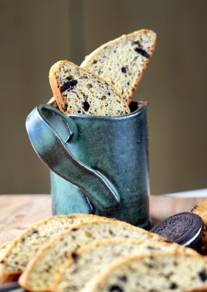 Oreo Biscotti on Board and Cup