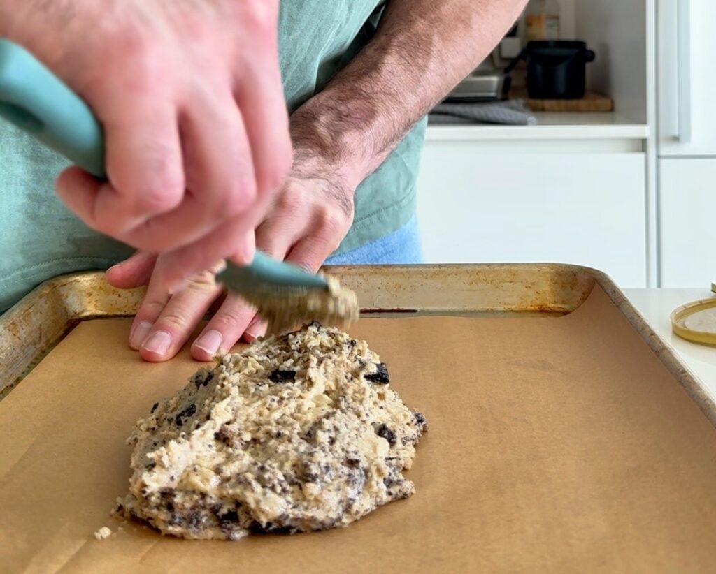 Oreo Protein Biscotti being Formed