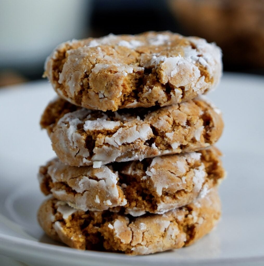 Peanut Butter Crinkle Cookies High In Protein Stacked