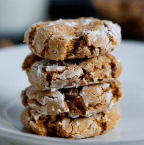 Peanut Butter Crinkle Cookies High In Protein Stacked