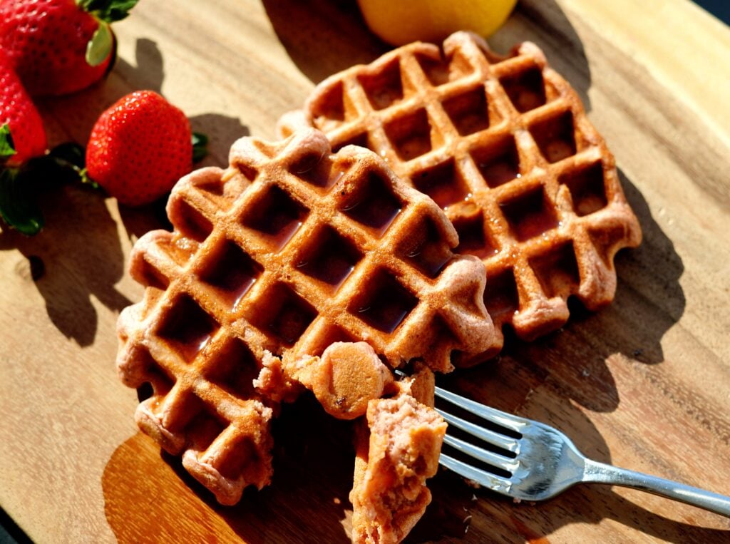 Plated Strawberry Lemonade Waffles