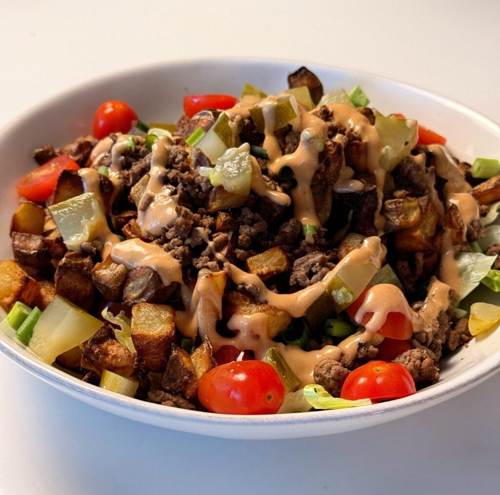 Potato Burger Bowl Finished Side View