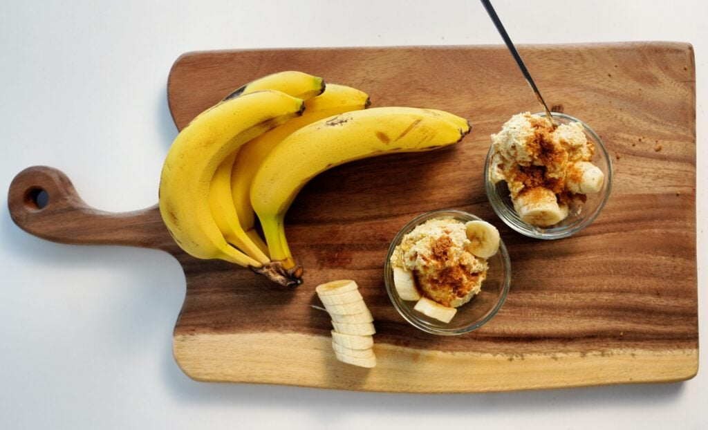 banana cream fluffy yogurt on board