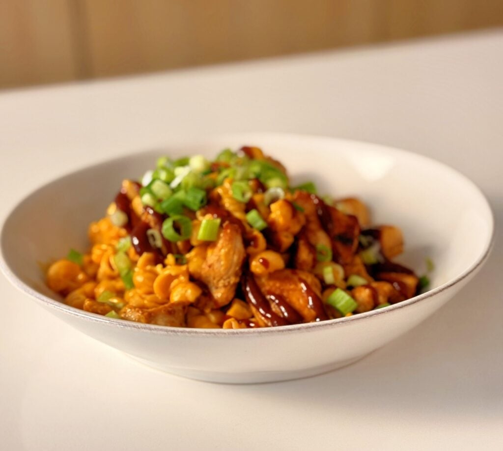 bbq chicken high protein mac and cheese