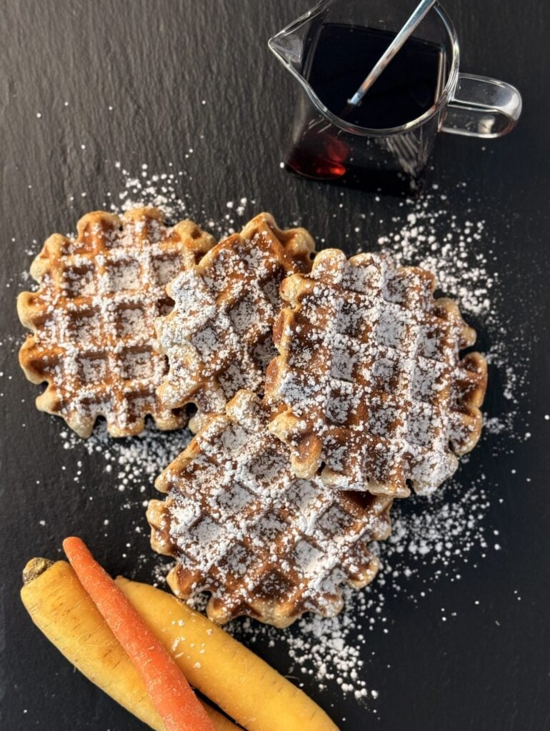 Carrot Cake Protein Waffles Dusted