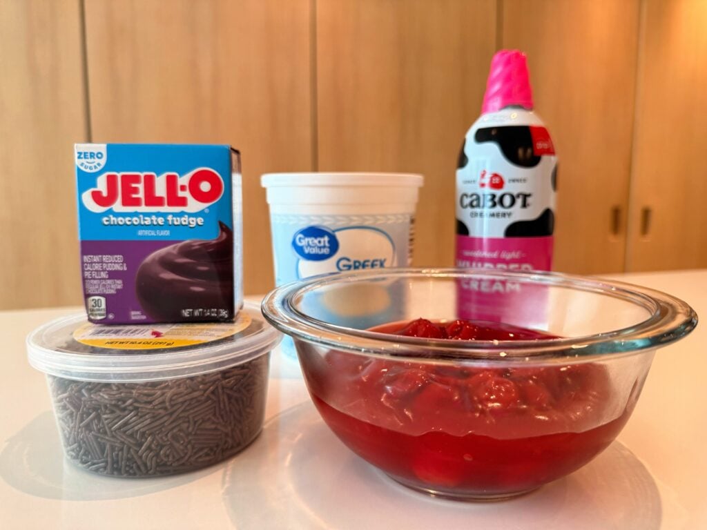 Chocolate Cherry Cheesecake Fluffy Yogurt Ingredients