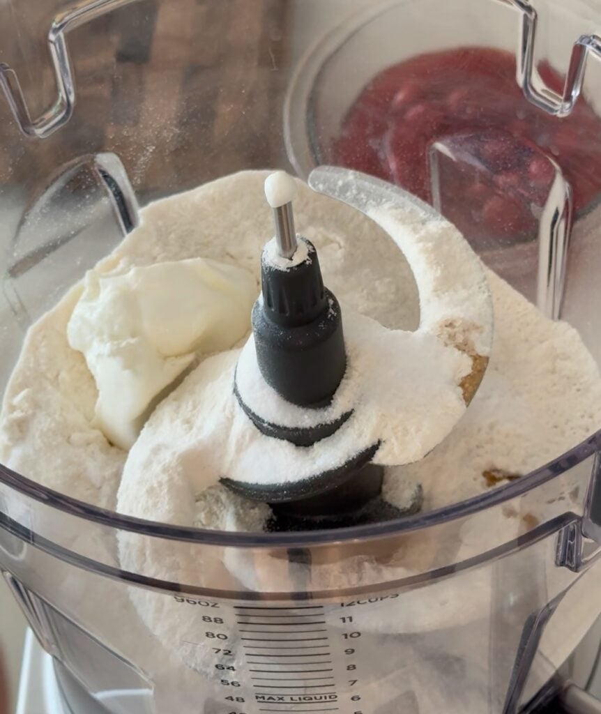 cutting dough in mixer